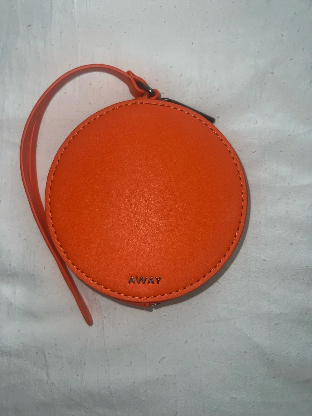 Away Orange Round Leather Wristlet Coin Pouch